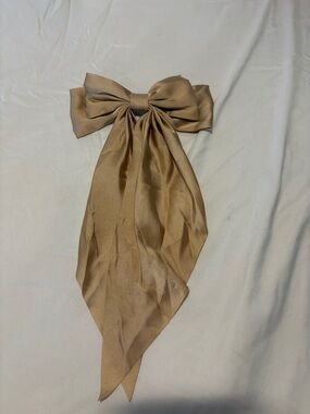 Satin Bow Hair Tie in Warm Camel